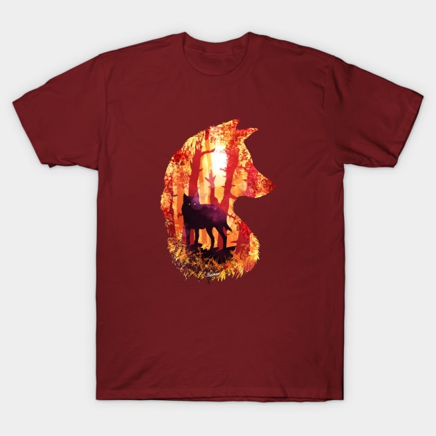 Evening Solace Wolf T-Shirt by DVerissimo